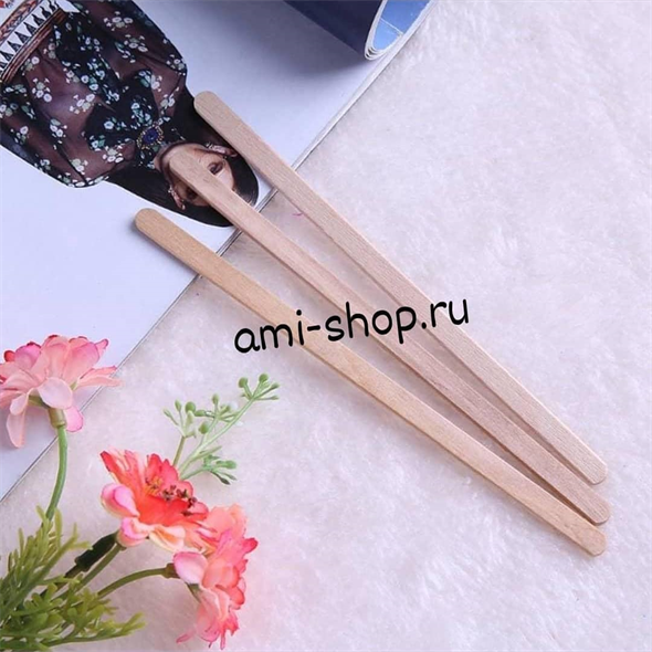 Шпатель для воска дерево, узкий, 50 шт 00006182 - фото 21394